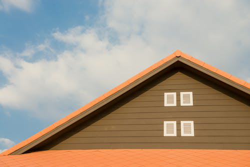 The roof of a house